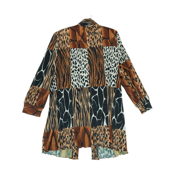 John Roberts Woman Jacket Open Cardigan Stretch Leopard Pattern Patched Size 24W - Picture 2 of 7